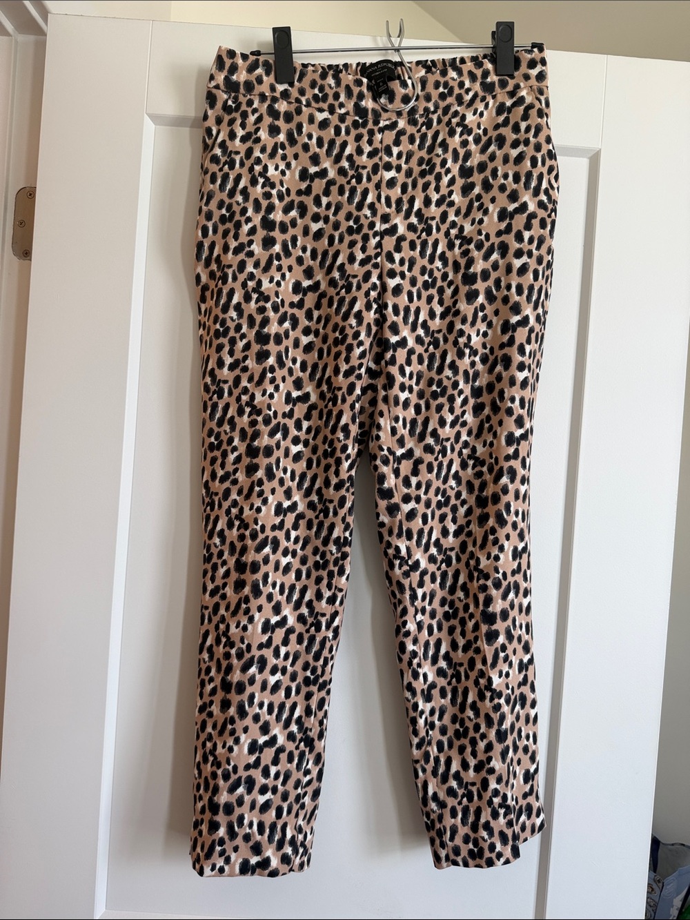 Banana Republic Leopard-Print Straight Leg Pants in Tan & Black